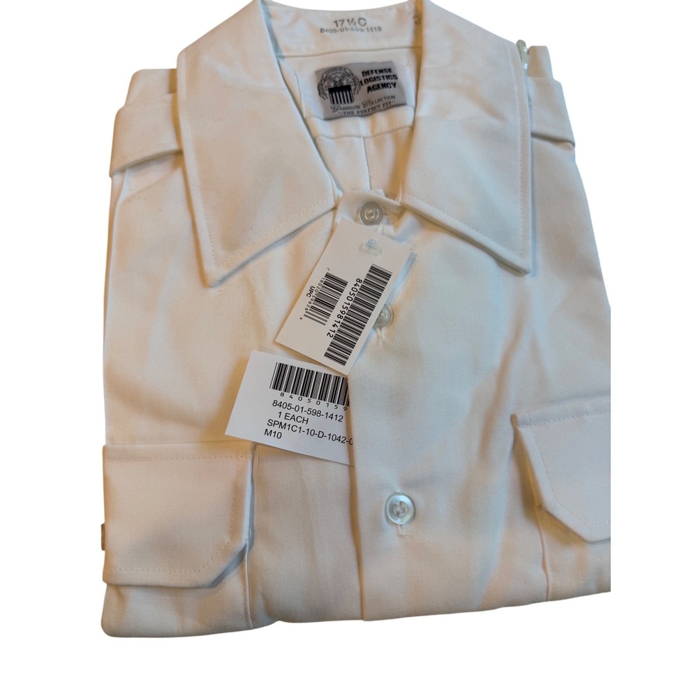 DLA Barron Collection White Military Dress Shirt Mens 17.5 Government Issue NWT